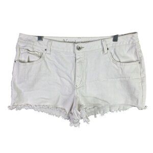 Womens Natural Reflections White Denim Shorts Vintage Stretch 3" Inseam Size 16